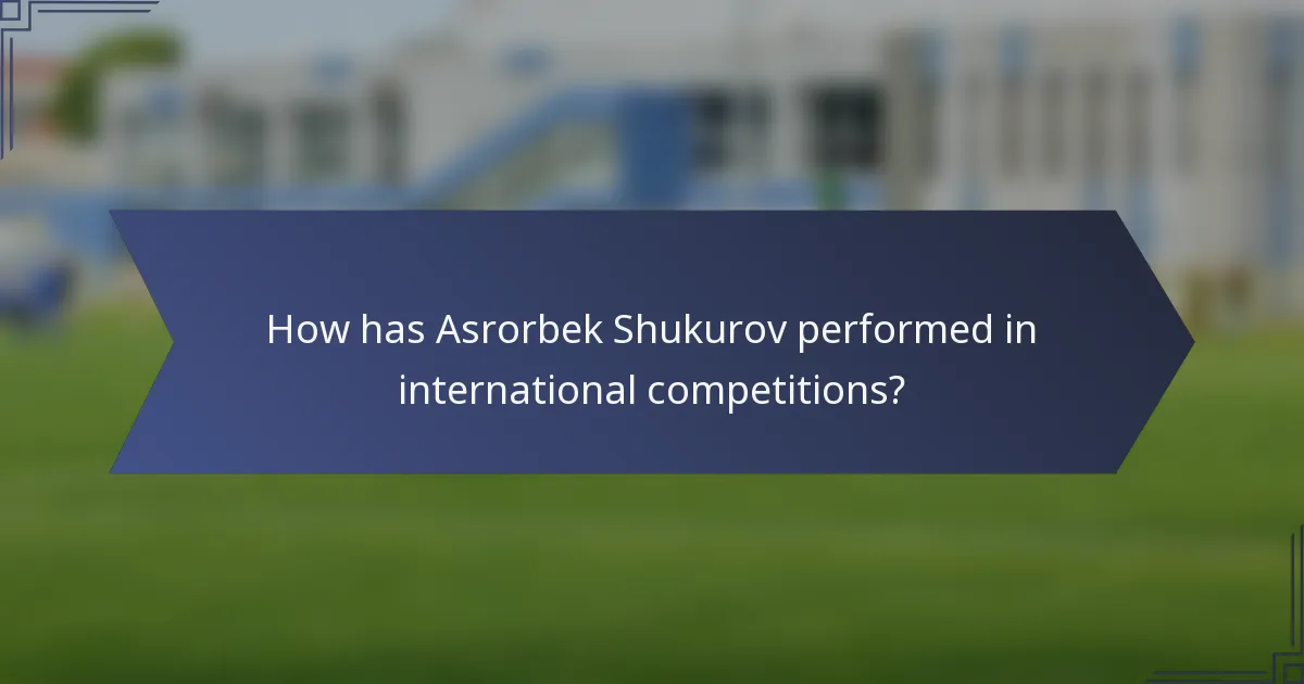 How has Asrorbek Shukurov performed in international competitions?