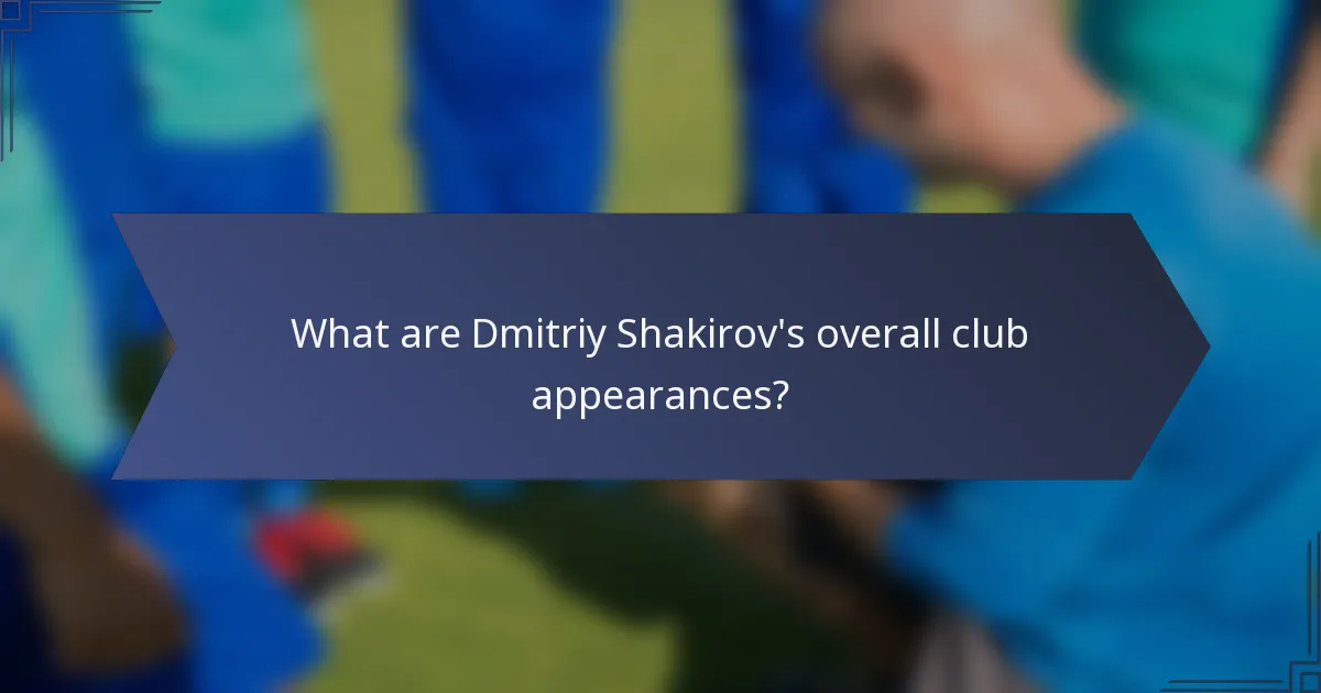 What are Dmitriy Shakirov's overall club appearances?