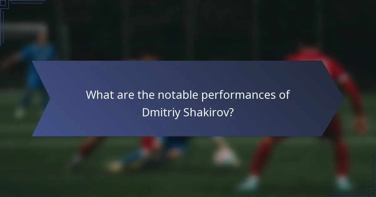 What are the notable performances of Dmitriy Shakirov?