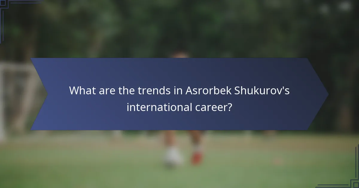 What are the trends in Asrorbek Shukurov's international career?