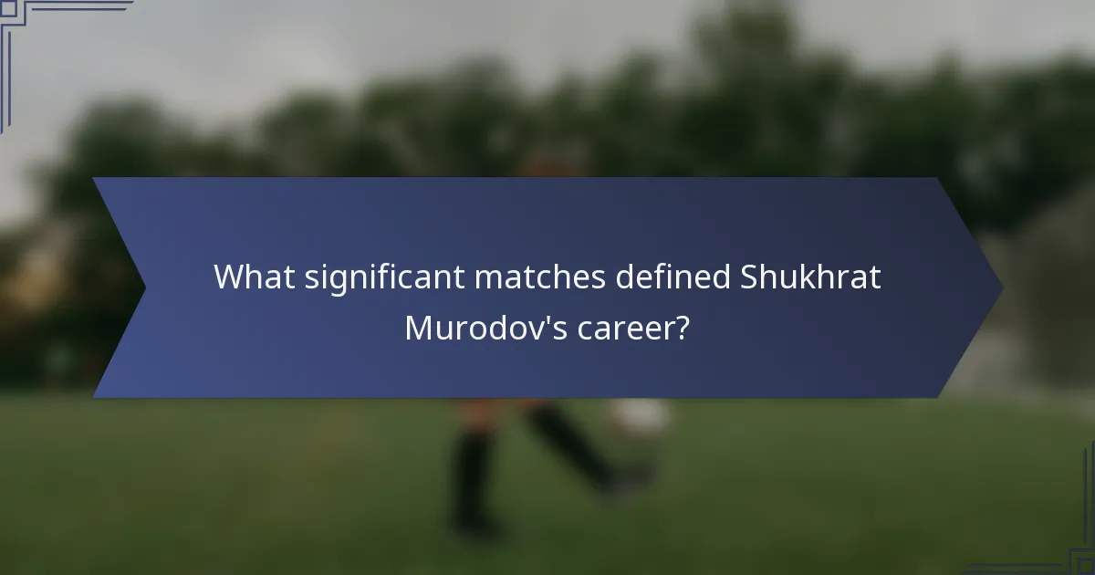What significant matches defined Shukhrat Murodov's career?