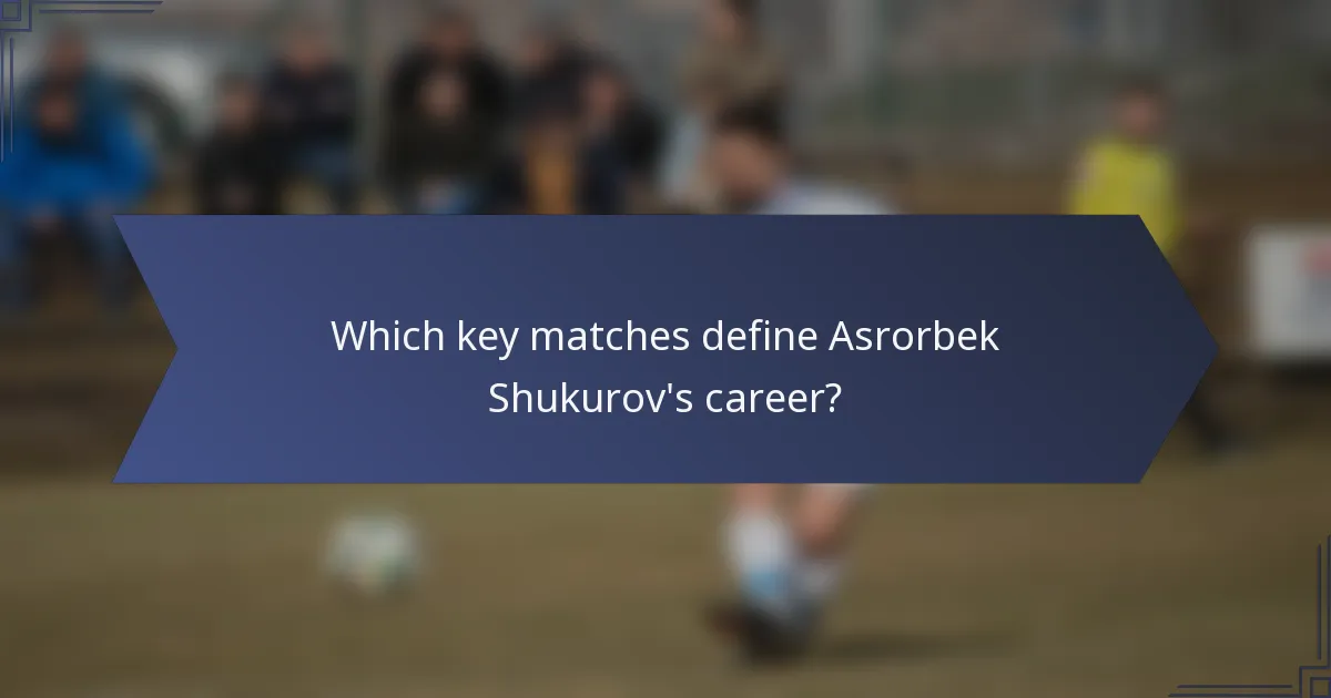 Which key matches define Asrorbek Shukurov's career?