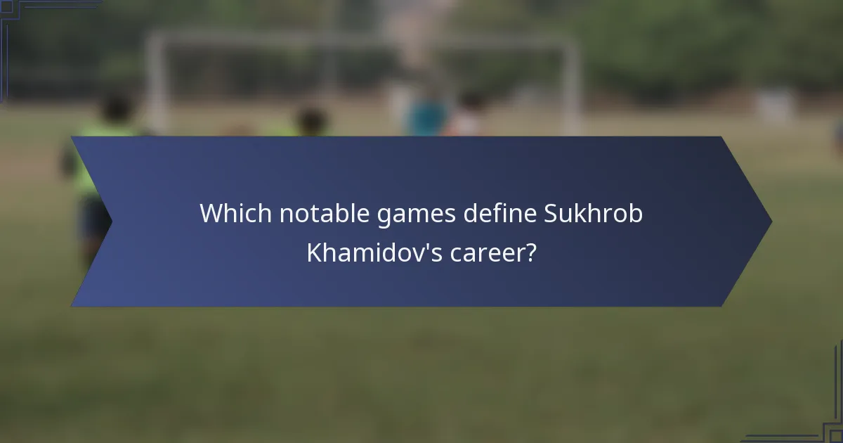 Which notable games define Sukhrob Khamidov's career?