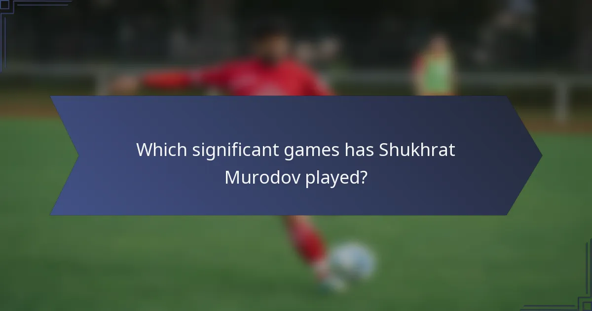 Which significant games has Shukhrat Murodov played?