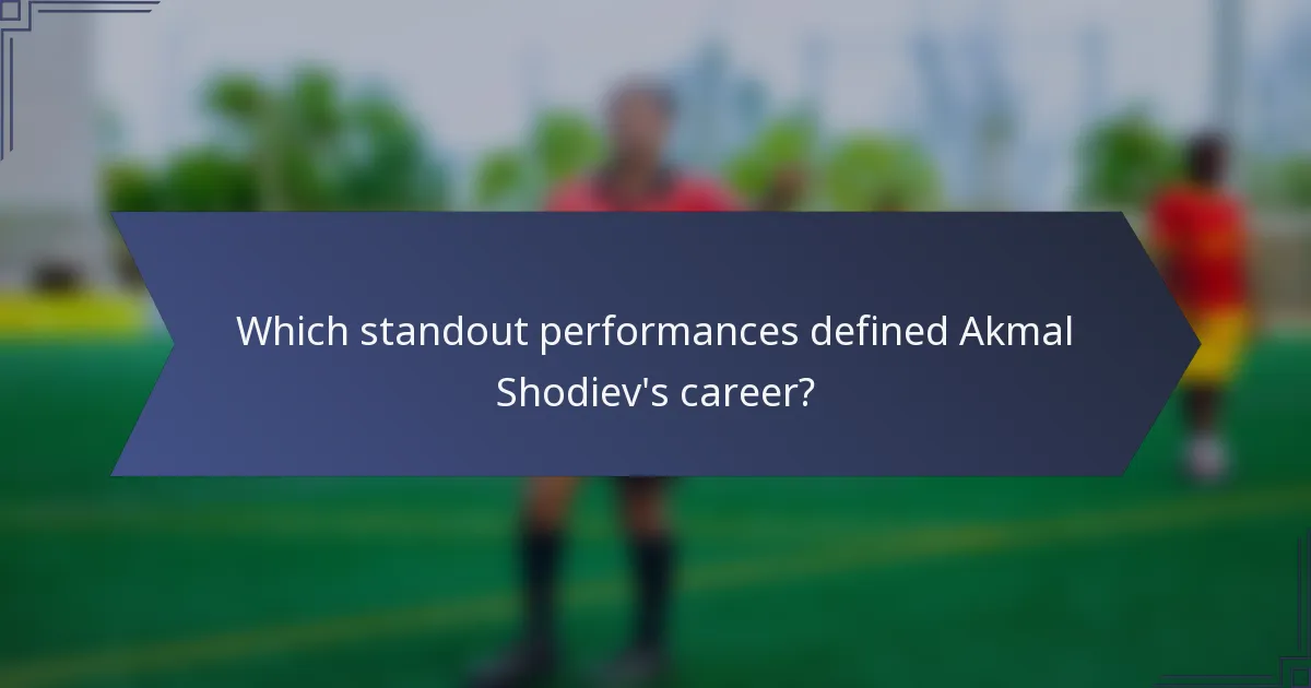Which standout performances defined Akmal Shodiev's career?